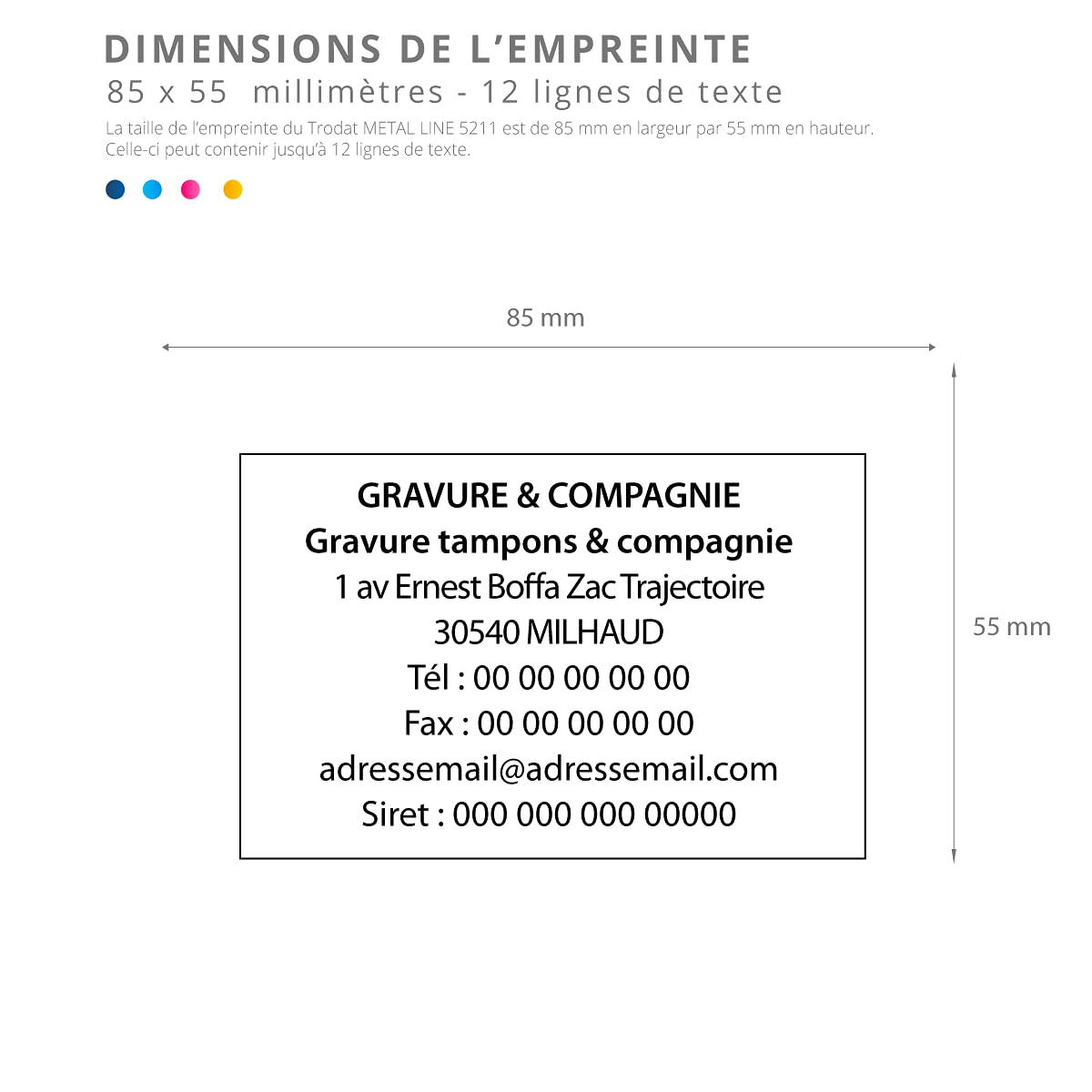 Trodat Metal Line 5211 - Timbro autoinchiostrante personalizzabile - King Size 12 righe - Dimensioni piastra 85 x 55 mm