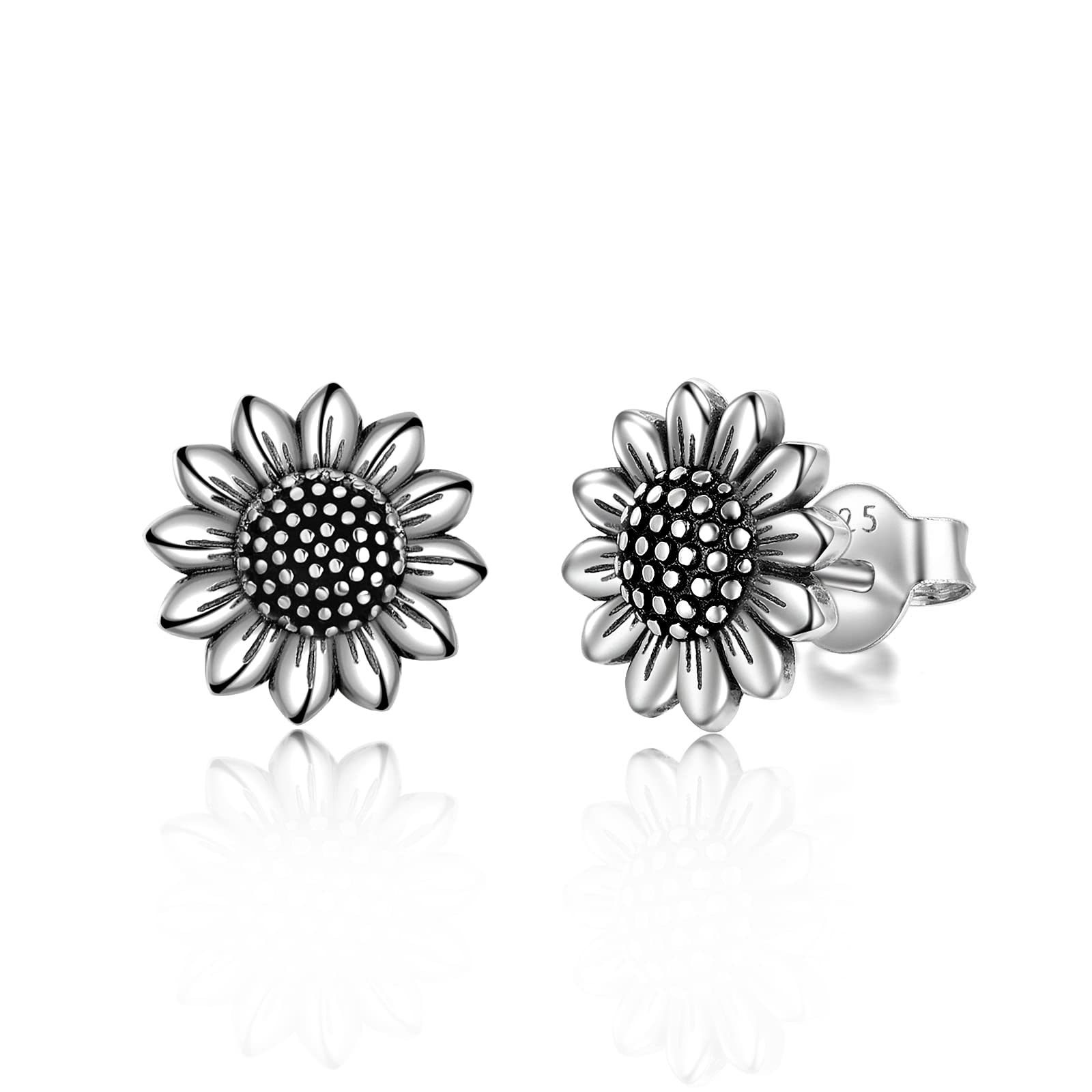 VONALA 925 Sterling Silver Sunflower Earrings Flower Jewellery Birthday Gifts for Women Girls