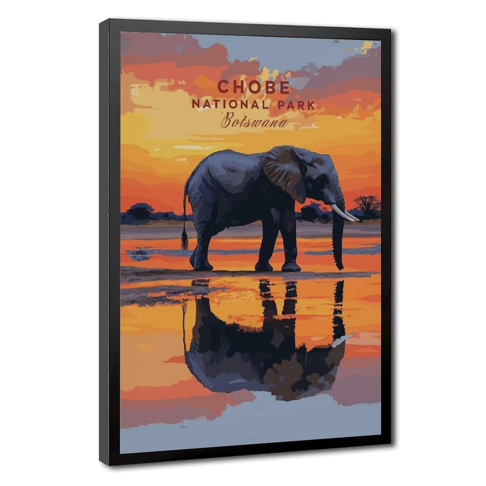 Bareronor Chobe Elephant Poster Canvas Poster Bedroom Decor Landscape Office Room Decor Gift 24" L X 36" W