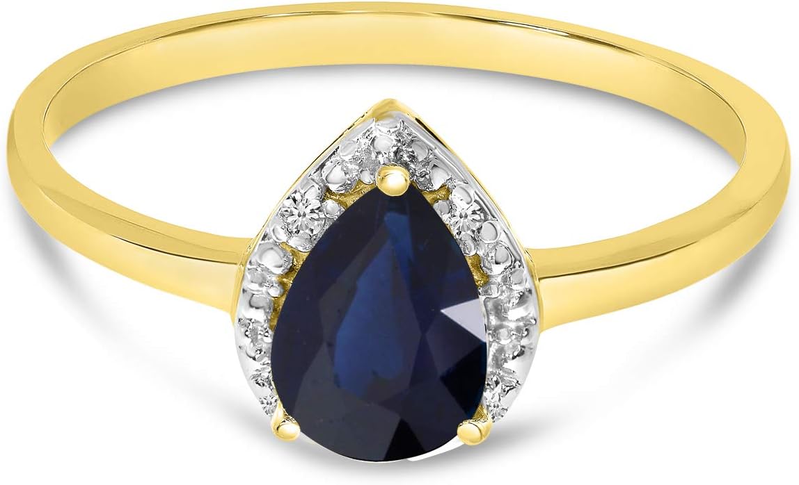 14k Yellow Gold Pear Sapphire And Diamond Ring