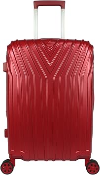 World Traveler VentureX Medium Checked Luggage, Hardshell Suitcase With Spinner Wheels - Burgundy