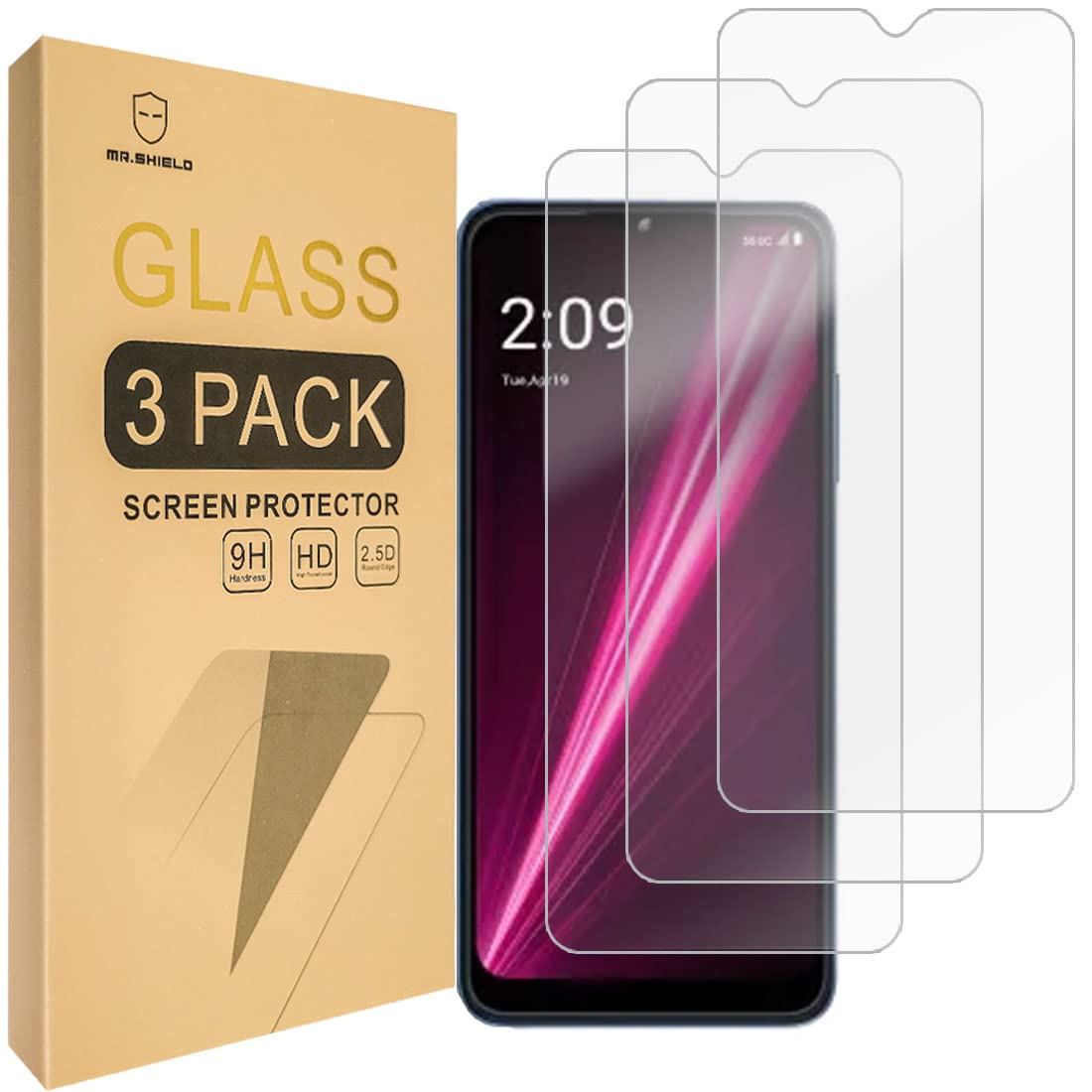 [3-Pack]-Mr.Shield Designed For T-MOBILE REVVL 6 5G [Tempered Glass] [Japan Glass with 9H Hardness] Screen Protector with Lifetime Replacement