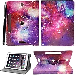 Universal 10 Inch Tablet Case Cover - Premium PU Leather 360 Degree Rotating Stand Folio Wallet Case + Free Stylus