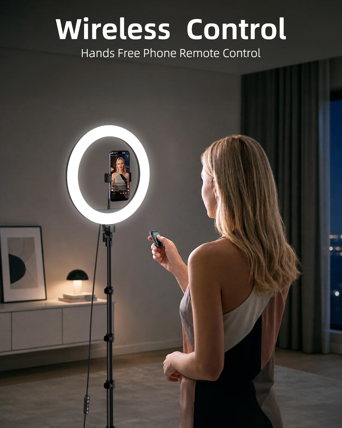 TODI 12" Ring Light with 63" extendable Tripod Stand, Selfie RingLight with Phone Holder and Selfie Remote, 2-in-1 Dimmable LED Ring Light for Makeup, Live Stream, Photography
