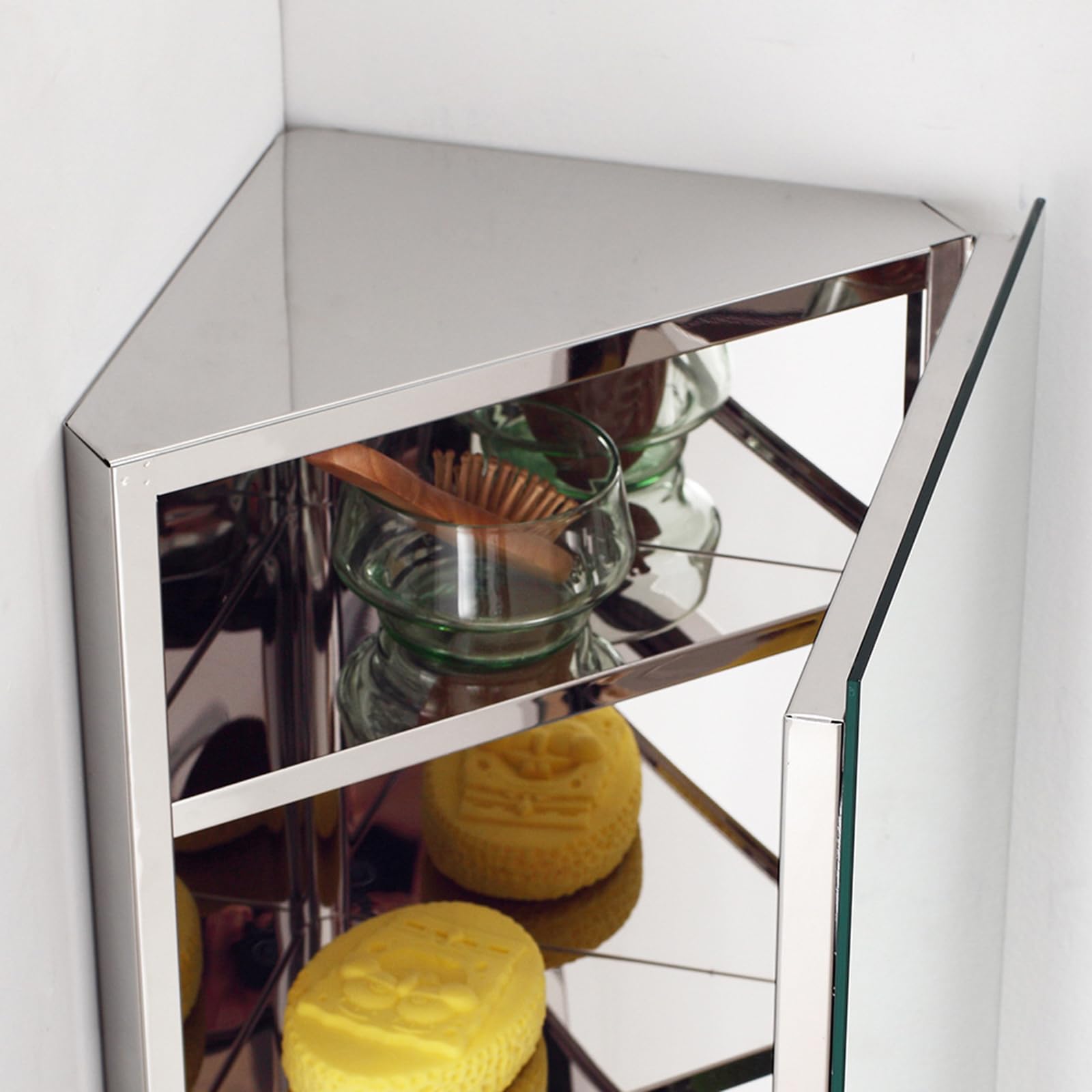 Generico mobiletto del bagno,(it:Bagno da 11,8" X 23,6" in acciaio inossidabile - Armadietto triangolare - Armadietto ad angolo - Organizer per riporre oggetti medici da cucina multifunzione monta