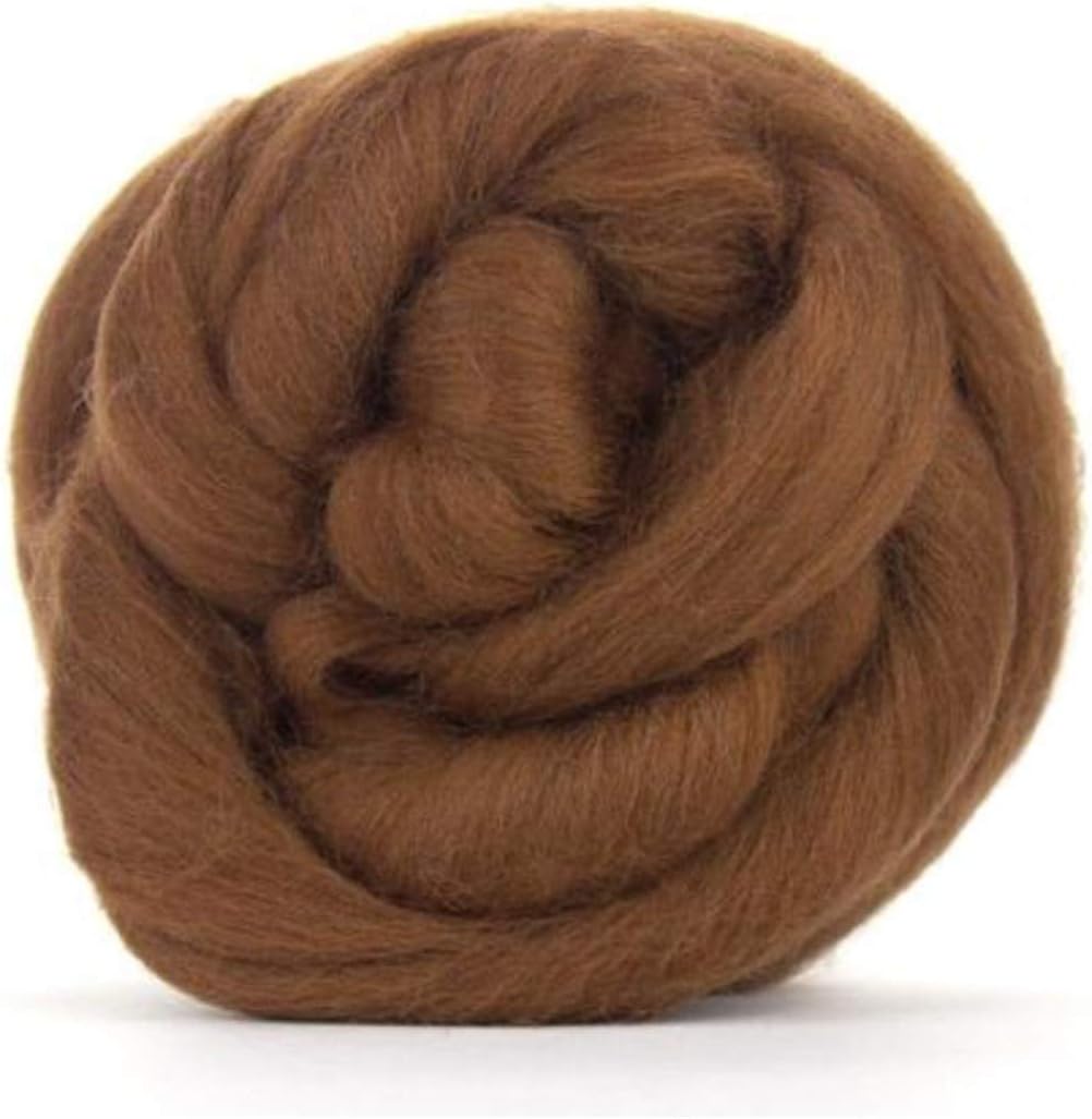 Medium Brown Merino Wool roving/Tops - 50gm. Great for Wet Felting/Needle Felting, and Hand Spinning Projects.