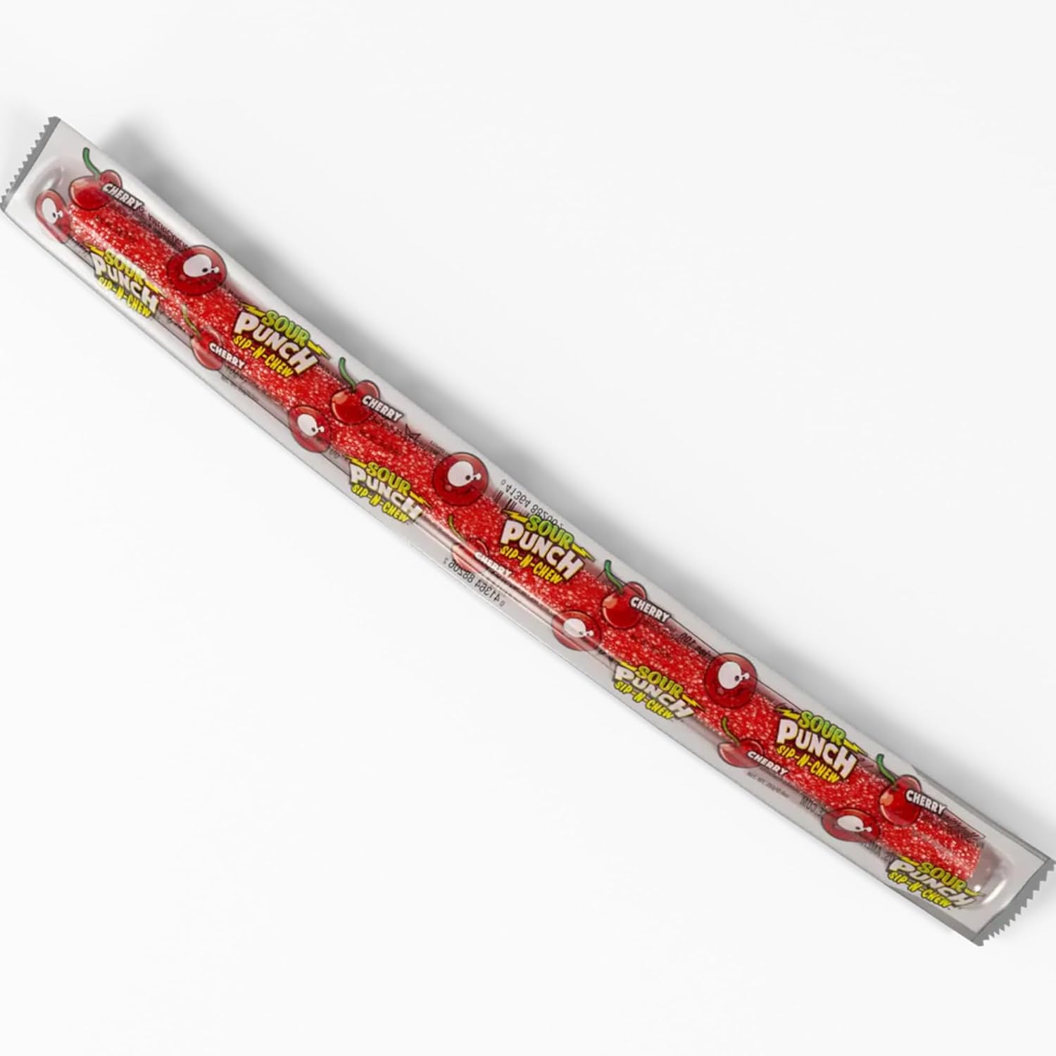 Sour Punch Sip-N-Chew Candy Straws, Cherry Flavor, 30 Count (0.9 oz Each) Edible Drinking Straws, Individually Wrapped, Sweet & Sour Chewy Candy, Party & Snack Pack