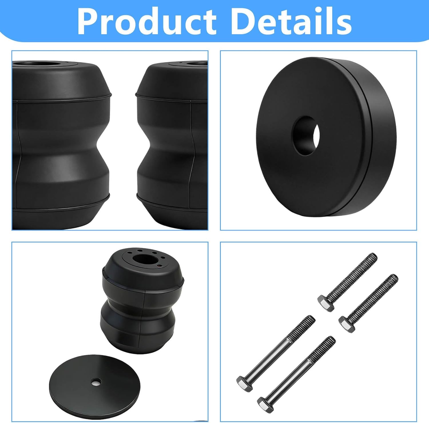 Rear Suspension Rubber Helper Spring Kit Compatible with 2019-2025 Chevy Silverado 1500 GMC Sierra 1500 2WD 4WD Heavy Duty Bump Stop Replacement System Replaces GMRS15
