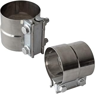 Shineyoo 3 Inch Stainless Steel Muffler Band Clamps - 360° Seal Exhaust Pipe Connectors for Turbo Downpipe, 2 Pack