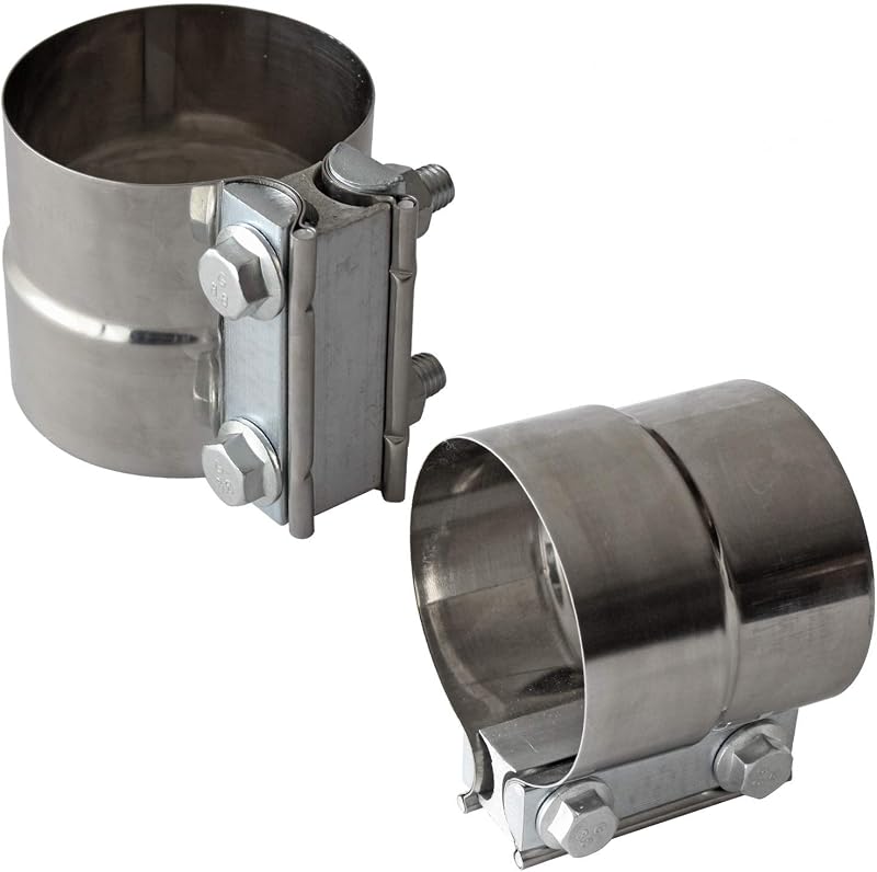 3" Inch Exhaust Clamps Stainless Steel Muffler Band Clamp for 3" Inner Diameter to 3" Outer Diameter Turbo Downpipe Tip Car System Connection (2 Pack)