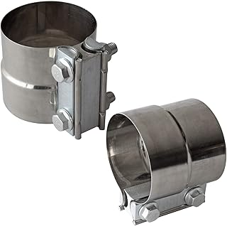 3" Inch Exhaust Clamps Stainless Steel Muffler Band Clamp for 3" Inner Diameter to 3" Outer Diameter Turbo Downpipe Tip Car System Connection (2 Pack)