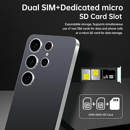 Miniatura 6 de I25 Ultra Teléfono Celular Desbloqueado, Android 14 Batería de Todo el Día de 6800mAh con Lápiz Integrado 128GB ROM 4GB Teléfono Inteligente Negro