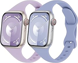 Schlank Sportarmband für Apple Watch Armband 40mm 41mm 44mm 45mm Ultra/2 49mm iWatch Armbänder 38mm 42mm 46mm Herren/Damen,Dünn Weich Silikon Band für Apfelband Series 10 9 8 7 6 5 4 3 2 Se 2nd