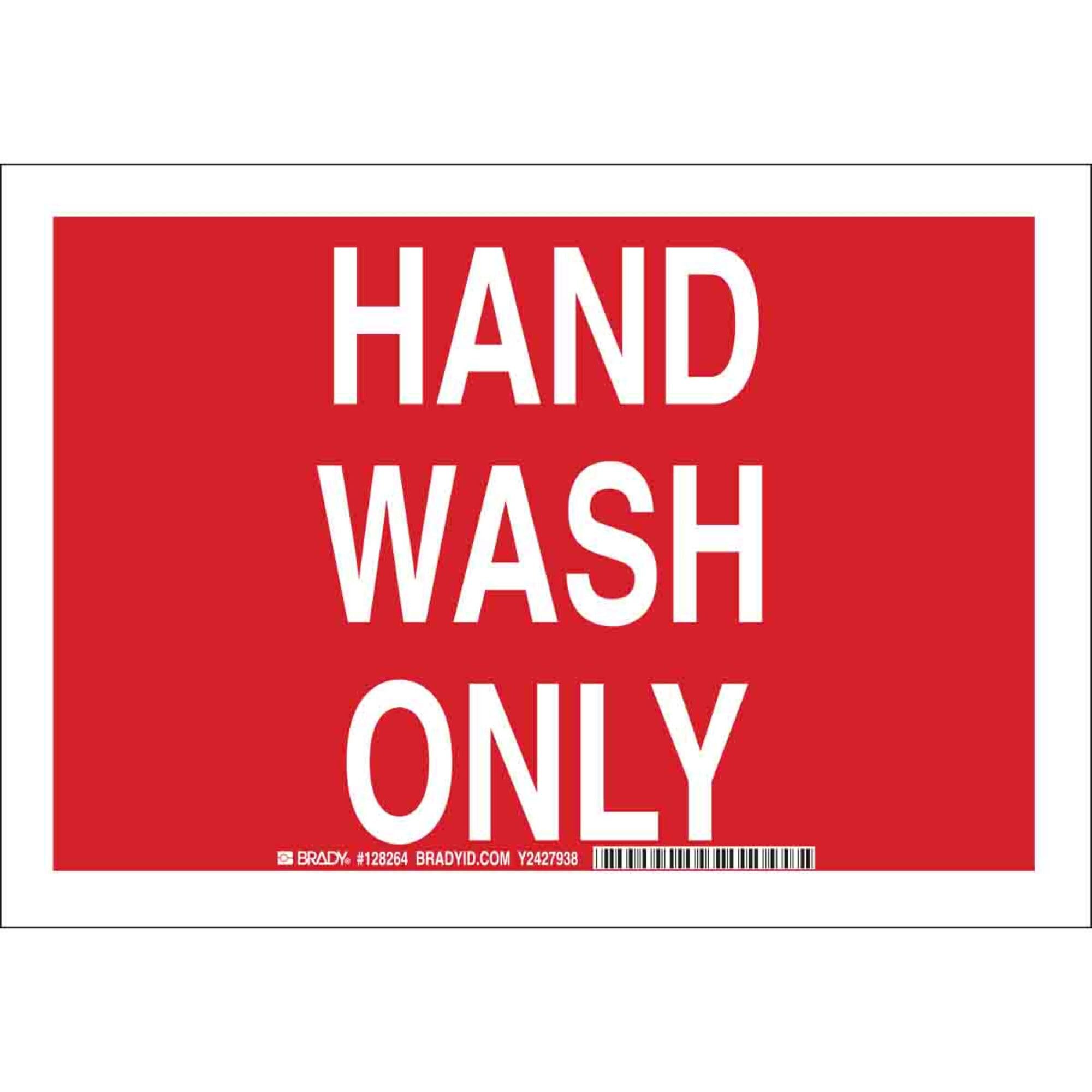 Panneau de signalisation Hand Wash Only d'entretien rectangulaire rouge