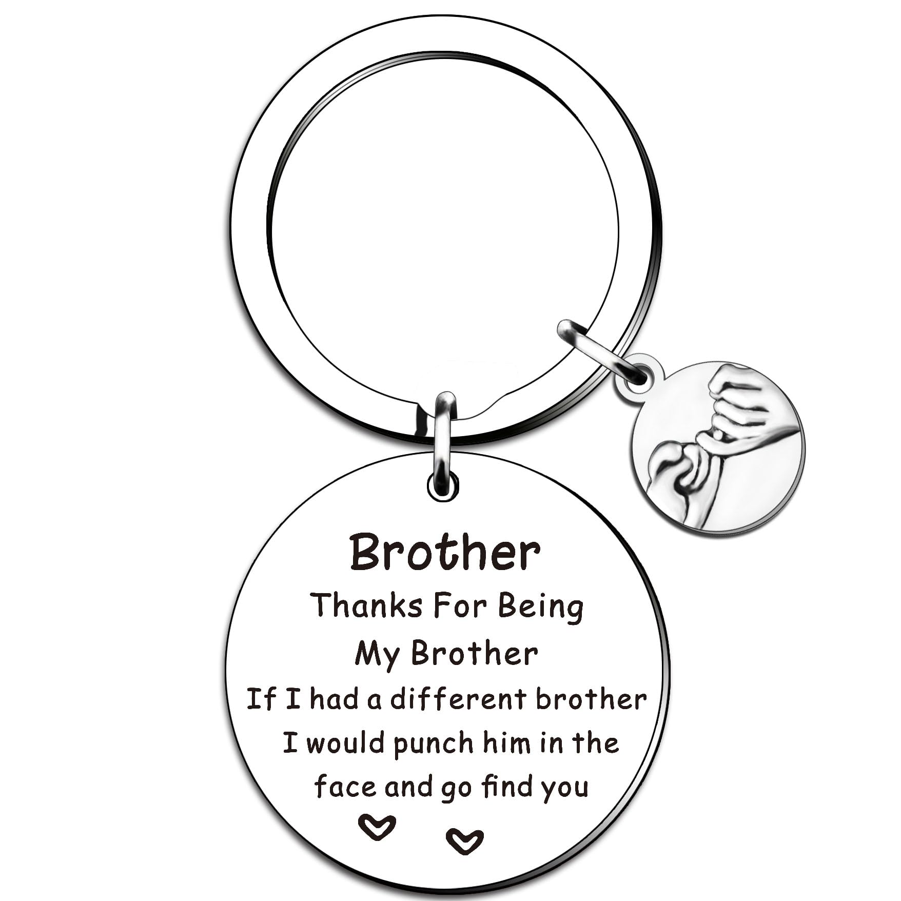 QMVMV - Portachiavi regalo per fratello con scritta in lingua inglese Borther Thank You for Being My Brother, regalo per fratello, regalo di compleanno per uomini, portachiavi da uomo