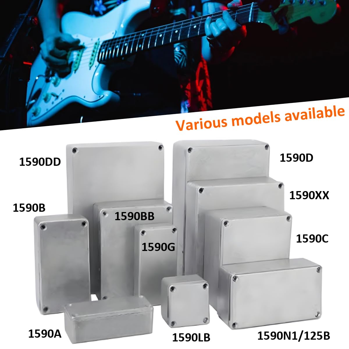 2 sztuki 1590 lb etui na gitarowy metalowe pudełko stomp aluminiowe projekty elektroniczny obudowa, obudowa, efekty, obudowa 50,5 mm x 50,5 mm x 31 mm