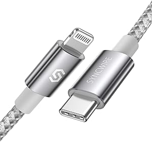Syncwire USB C to Lightning Cable [Apple MFi-Certified 3ft] iPhone 12 Fast Charger Cable Nylon Braided for iPhone 12/11 Pro/Pro Max/X/XS/XR / 8 Plus/AirPods Pro, Supports Power Delivery - Silver