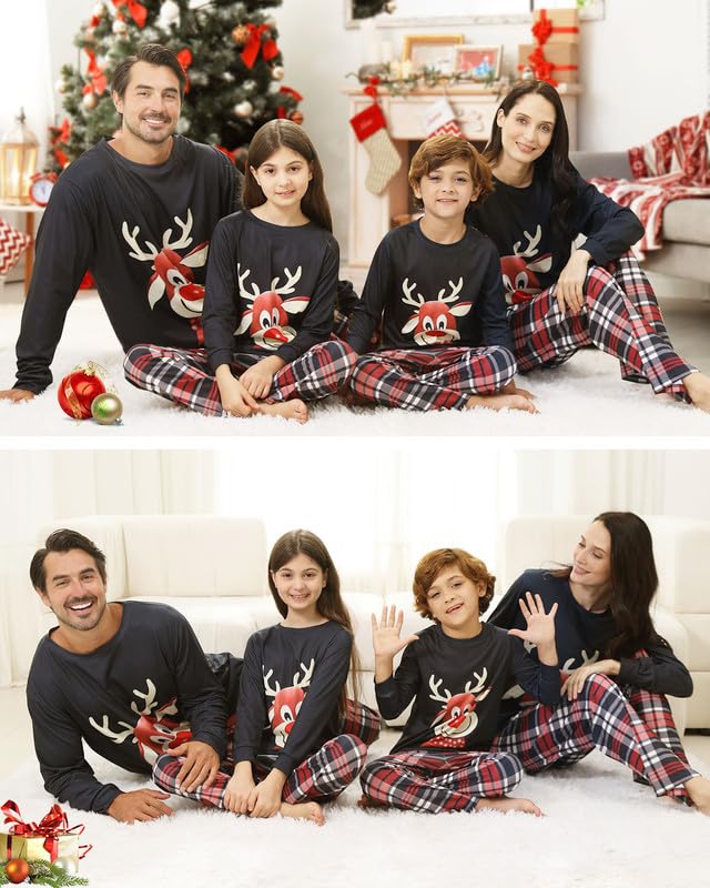 Kouric Pigiama Natale Famiglia, Pigiami Natalizi per Tutta la Famiglia, Pigiama Natalizio Famiglia Pigiami Natale, Girocollo Due Pezzi Natale Pajamas Set per Donna Uomo Bambino Bambina