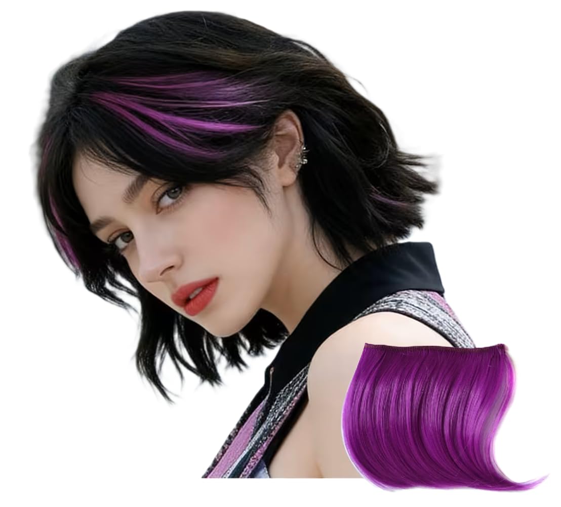 Amazon.com : Clip In Rainbow Hair Fringe Bang, Human Hair, Side