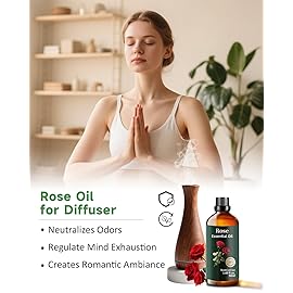 Pure Rose Essential Oil, Mumianhua Natural Rose Oil for Reed Diffuser, Air Freshener, Aromatherapy, Relaxation, Skin,Hair, Cologne, Candles Making, Evening Wellness, Romantic Atmosphere 1.69 Fl Oz