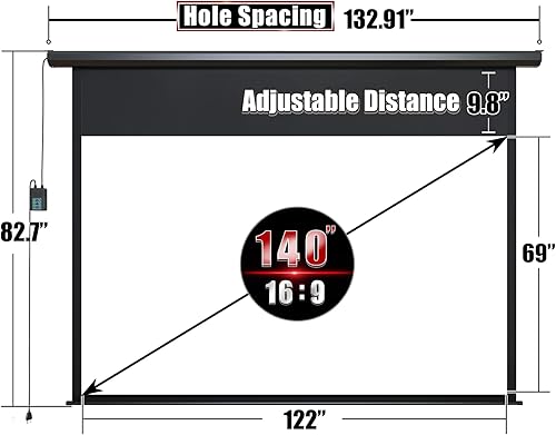 Vista 9 de Aoxun Pantalla de proyector motorizada de 100 pulgadas, pantalla de películas para interiores y exteriores, pantalla de proyector eléctrica 16:9