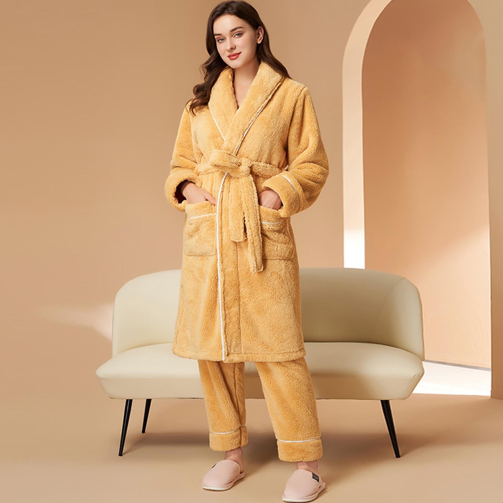 Conjunto Mujer Verano-Conjunto De Pijama De AlgodóN Doble Grueso para Mujer Y Conjunto De Ropa para El De Talla Grande para Pareja De Invierno Pijamas De Mujer Invierno Baratos
