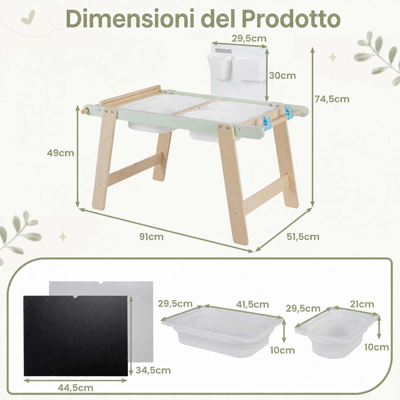 COSTWAY Tavolo Sensoriale per Bambini 3+ Anni, con Pannello Bifacciale