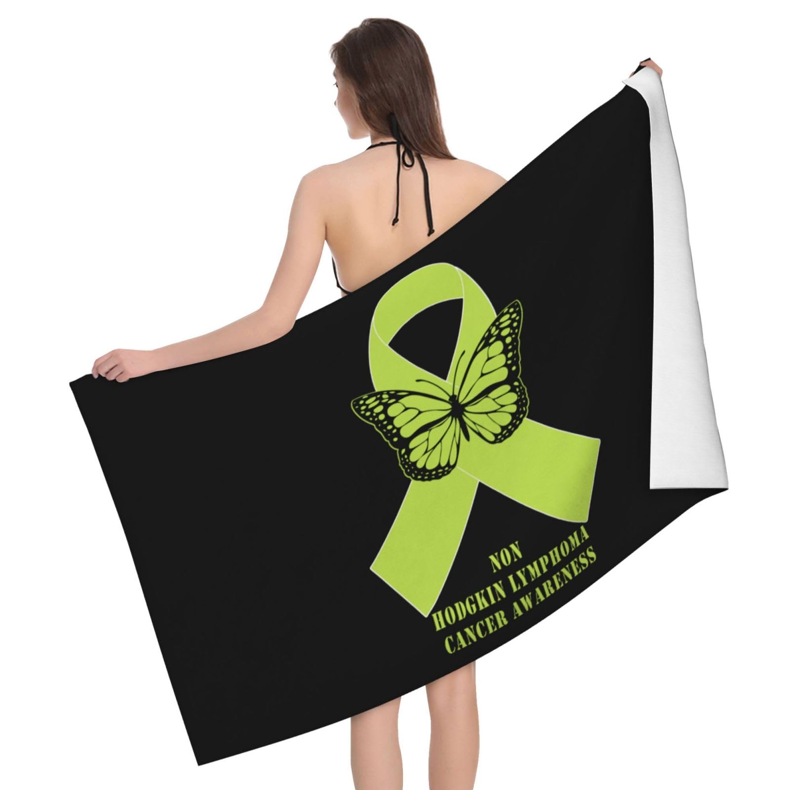 HLBSDM Microfiber Non Hodgkin Lymphoma Cancer Awareness Beach Towel Quick Dry Soft Sand Free Beach Towels for Pool Swim Beach Lightweight Thin Towels