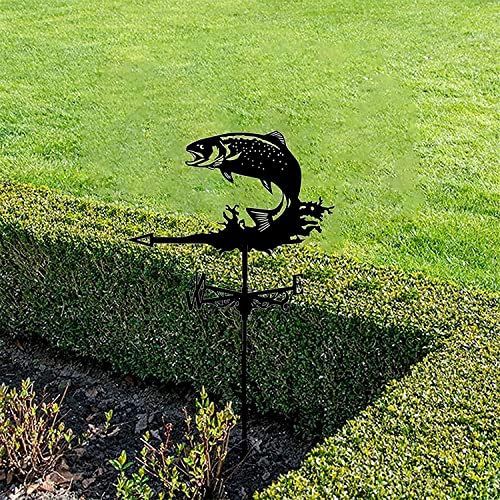 Massagers Metal Wind Vane Fish Stainless Steel Weathervane For Outdoor Garden Decoration Retro Durable Outdoor Mount #TOP5