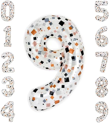 Miniatura 9 de Inconsered Globo digital de película de aluminio de 40 pulgadas, color es fragmento transparente, número 1. adecuado para fiestas de cumpleaños,