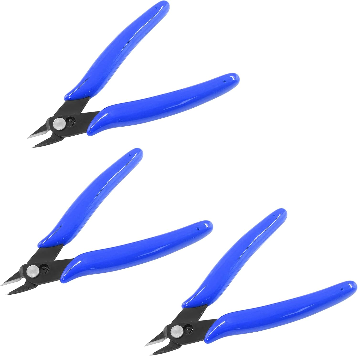 Bivethoi 3pcs Micro Wire Cutters Flush Cut Snips, Small Diagonal Cutters 3D Printer Filament Pliers Tool, Mini Tiny Nippers Zip Tie Cutters for Jewelry Making Model (5 Inch, Light Blue)