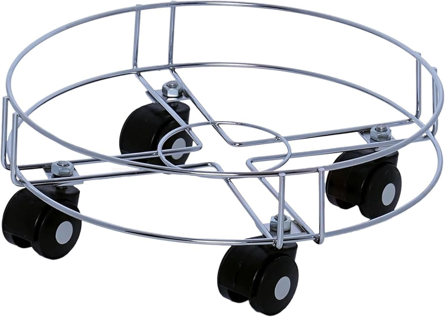 LPG Gas Cylinder Trolley with 4 Wheels – Heavy-Duty Stainless Steel Rolling Stand for Kitchen Storage & Cylinder Moving (Silver, 4mm)