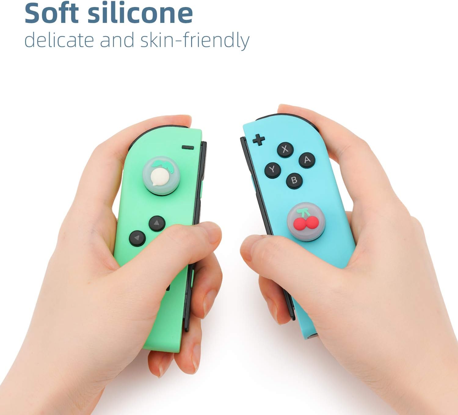 GeekShare Fruit Theme Thumb Grip Caps,Compatible with Nintendo Switch/OLED & Switch Lite,Soft Silicone Joystick Cover,4PICS -- Cherry and Turnip