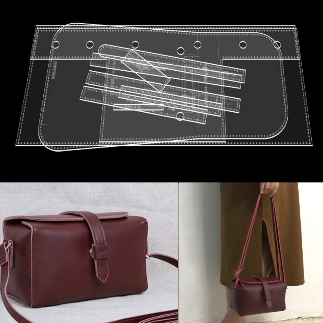 Patron acrylique sac à bandoulière NW AAB-600 gabarit de précision pour cuir