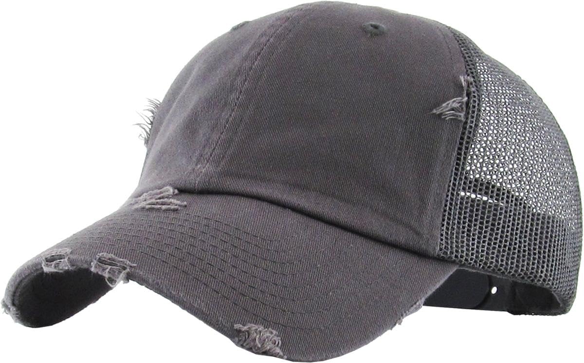 KBETHOS Vintage Washed Distressed Cotton Dad Hat Baseball Cap Adjustable Polo Trucker Unisex Style Headwear