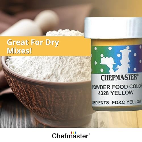 Miniatura 3 de Chefmaster Color caramelo en polvo seco amarillo  Tonos vibrantes  Chocolate, macarons, fondant  Decoración  Tinte de grado profesional  Fácil de