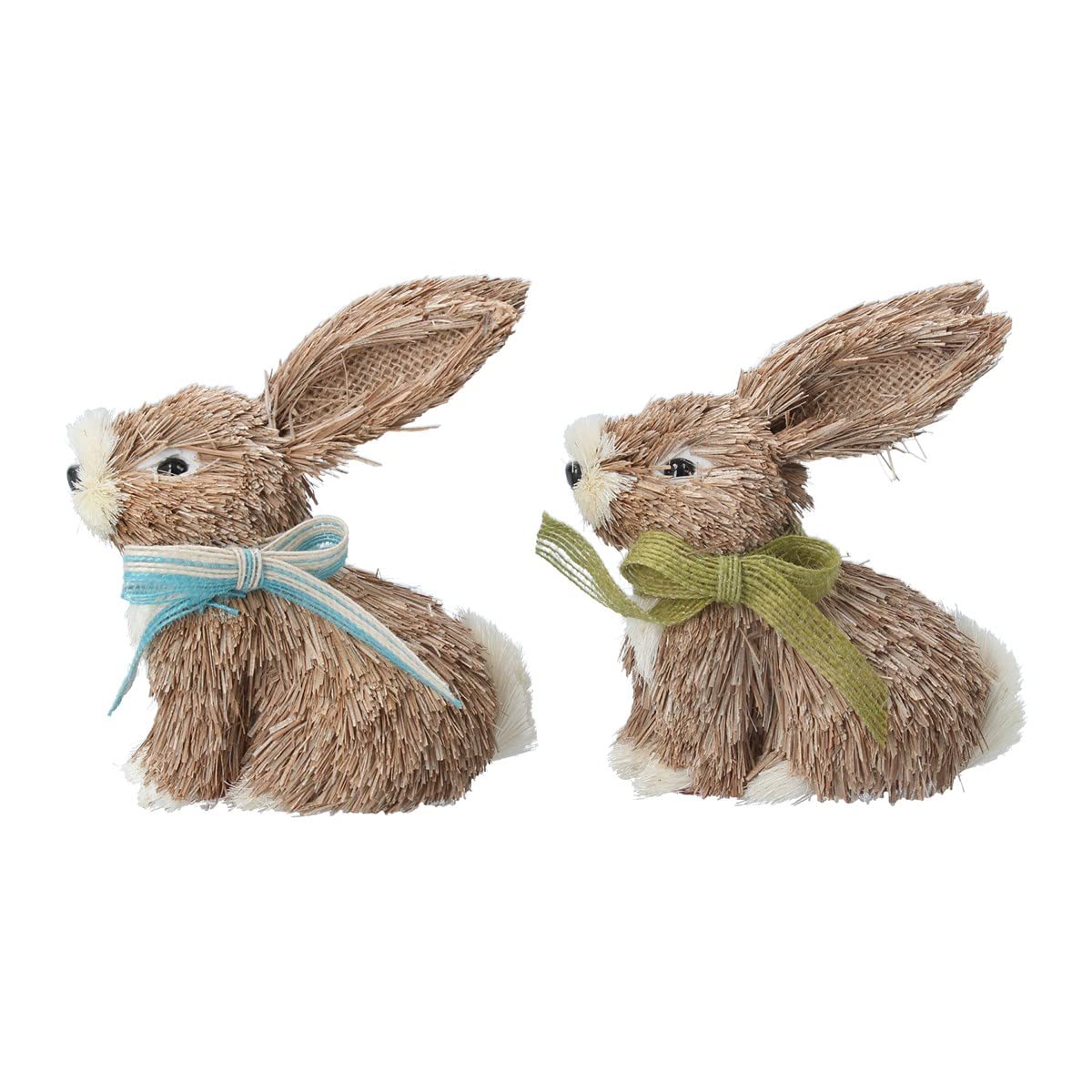 Gisela Graham Brown Set Of 2 Bristle Bunnies With Bows Ornaments
