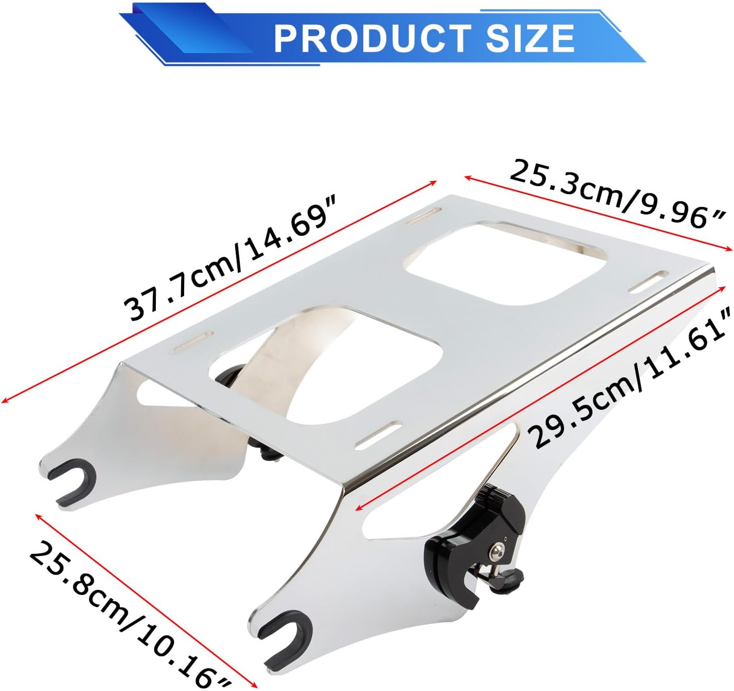 Detachable Two Up Tour Pack Pak Mounting Luggage Rack Compatible for Touring Street Glide Road King Electra Glide 2014-2025 (Chrome)