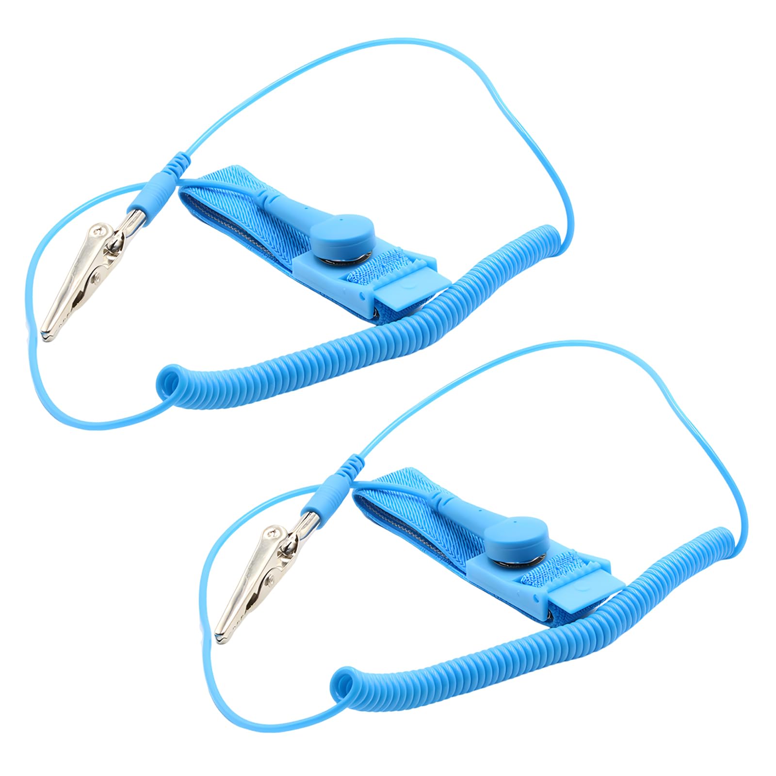 2 Pcs Anti Static Wrist Straps - Adjustable ESD Anti Static Wristband with Grounding Wire and Alligator Clip, Prevents Static Build-Up for Sensitive Electronics, Blue