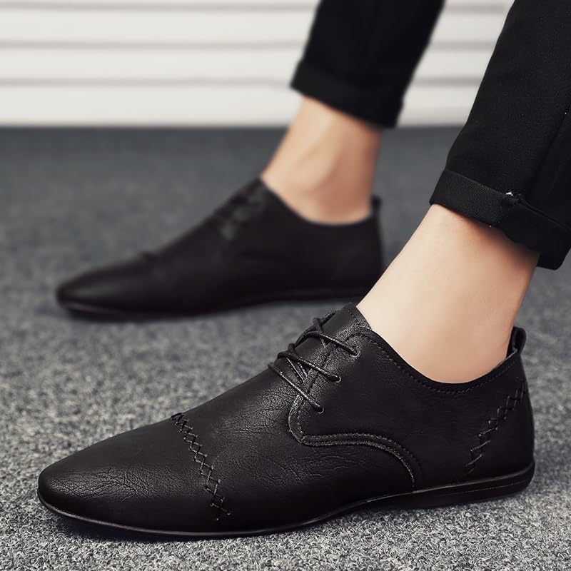 Dress Oxford Formal Shoes for Men's Burnished Leather Uniform Breathable Business Non Slip Block Heel Anti-Slip Slip Resistant Classic Vintage Lace Up2