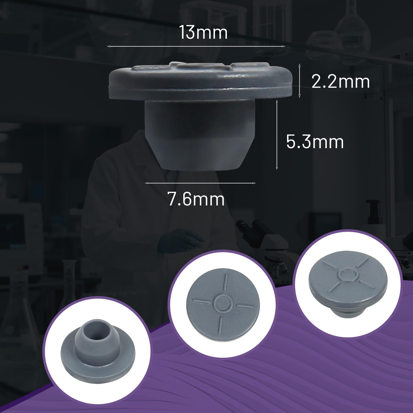 Tappi in gomma per fiale da 13 mm (100 conteggi), porte di iniezione autoguarigione per funghi, fiala di vetro e barattoli di coltura, sterilizzabili a vapore e utilizzabili ripetutamente