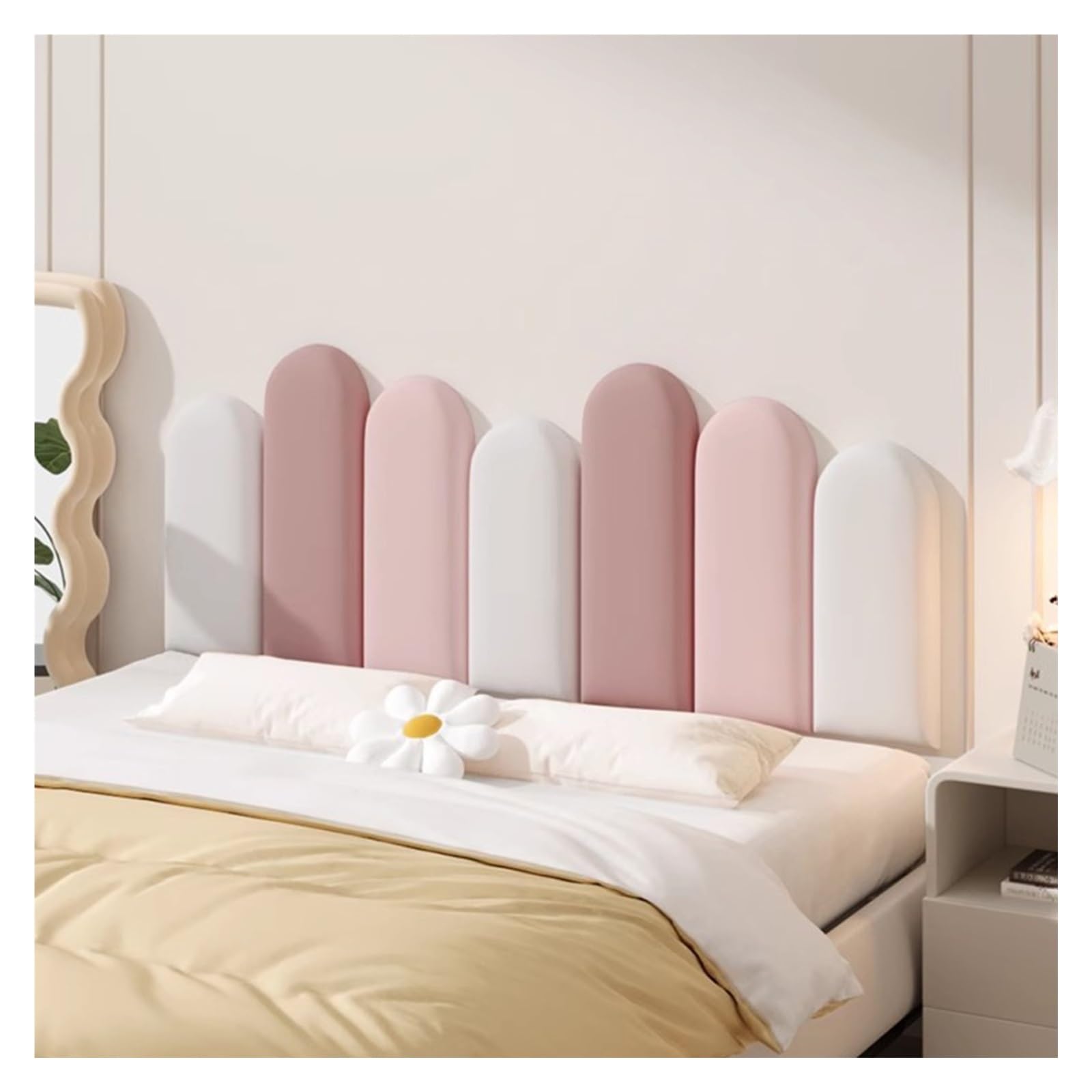 Acolchado de Pared anticolisión 3D para niños, Decorativo para cabecero de Cama, Paneles de Tela autoadhesivos para dormitorios y Habitaciones Infantiles (Multicolor, 04, 200 x 55 cm)