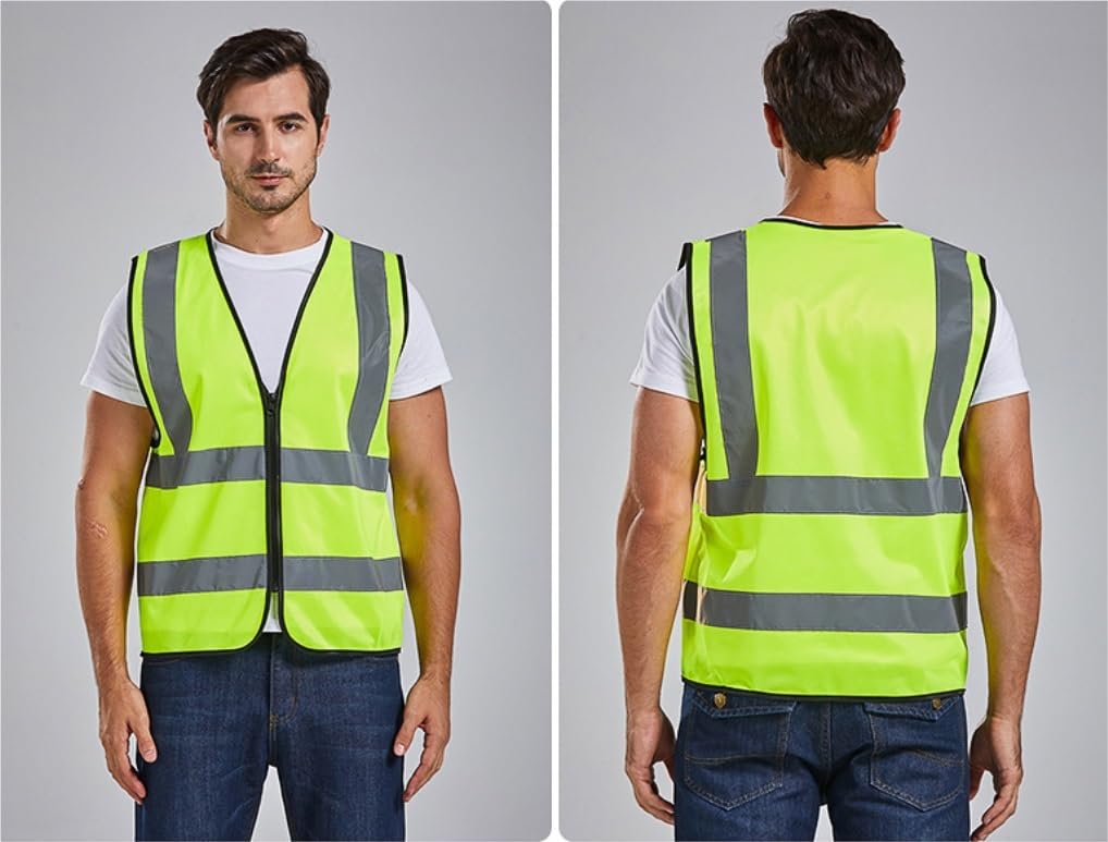 Chaleco De Reflectante Ropa De Trabajo Chaleco Reflectante De Construcción con Cremallera For Hombres Y Mujeres, Tráfico(Rot)