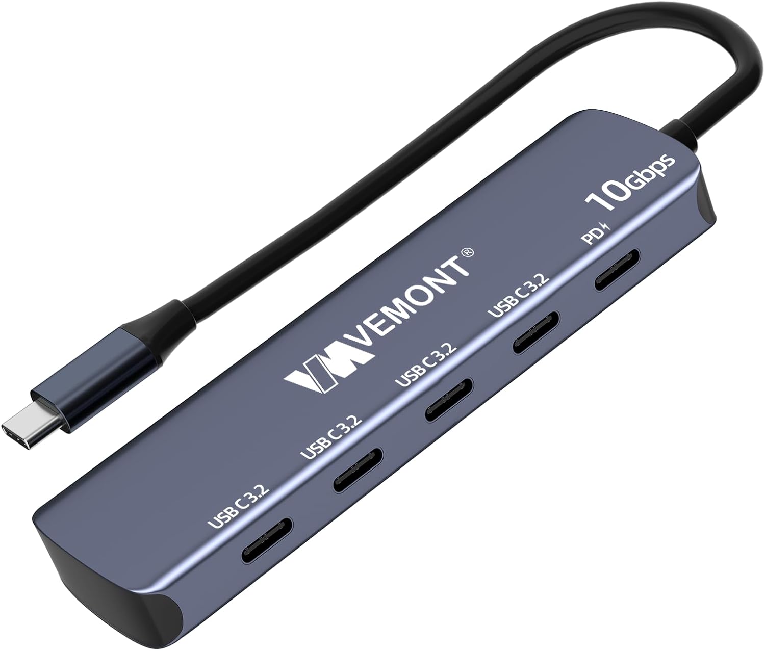 VEMONT 10Gbps USB C Hub - 4 USB-C Data Ports and 100W PD Charging for MacBook, iPhone, iPad, XPS, Surface Pro and More