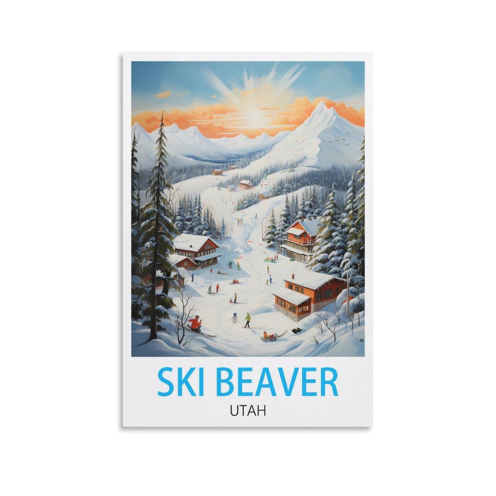 Vintage Metal Tin Signs Ski Beaver Utah Metal Wall Art Bar Sign for Kitchen Pubs Coffee Metal Wall Decoration 30x30cm