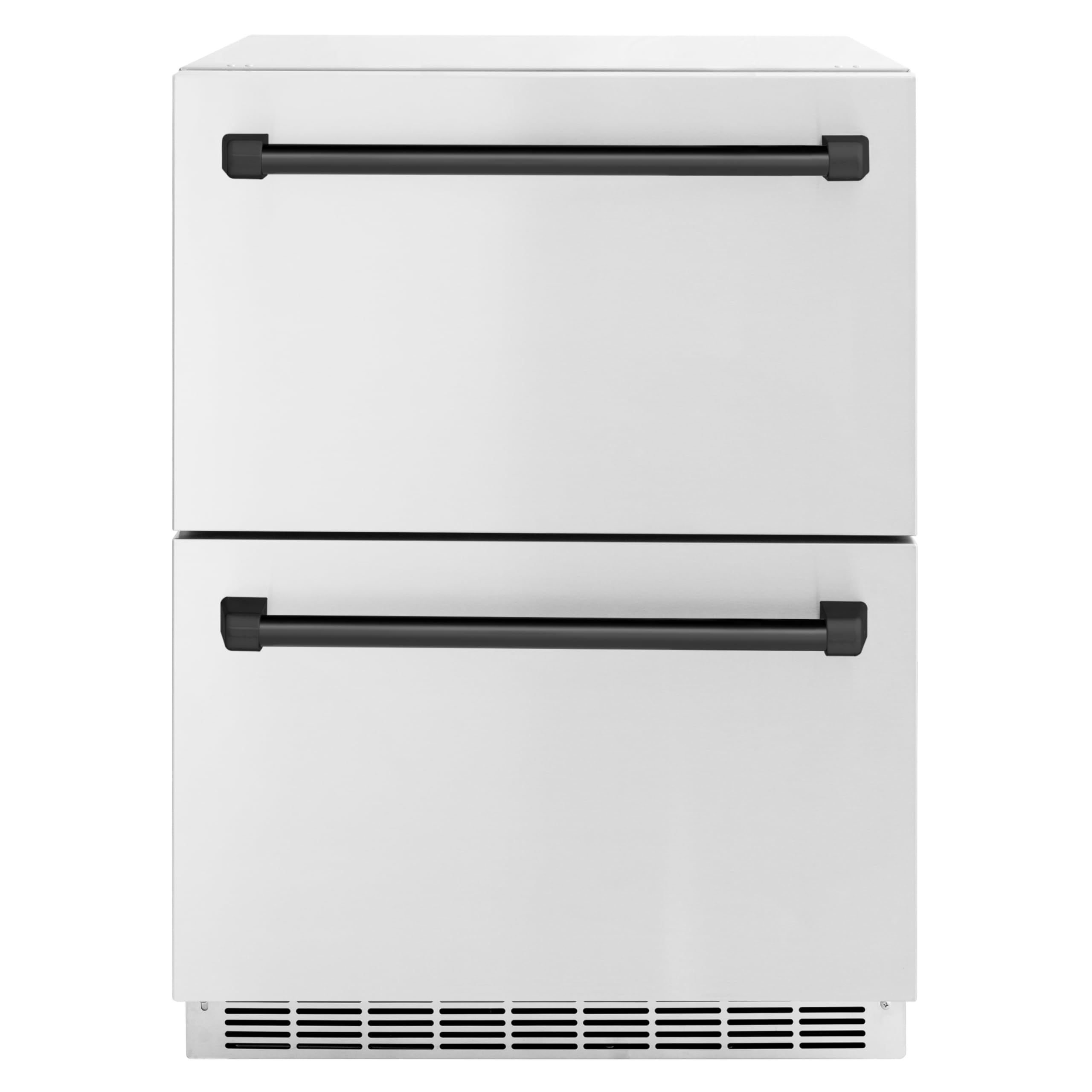 ZLINE Autograph Edition 24 in. Touchstone 168 Can Outdoor-Rated Dual Refrigerator Drawer with Stainless Steel Doors and Matte Black Handles (RDSOZ-ST-24-MB) on Fridge.com