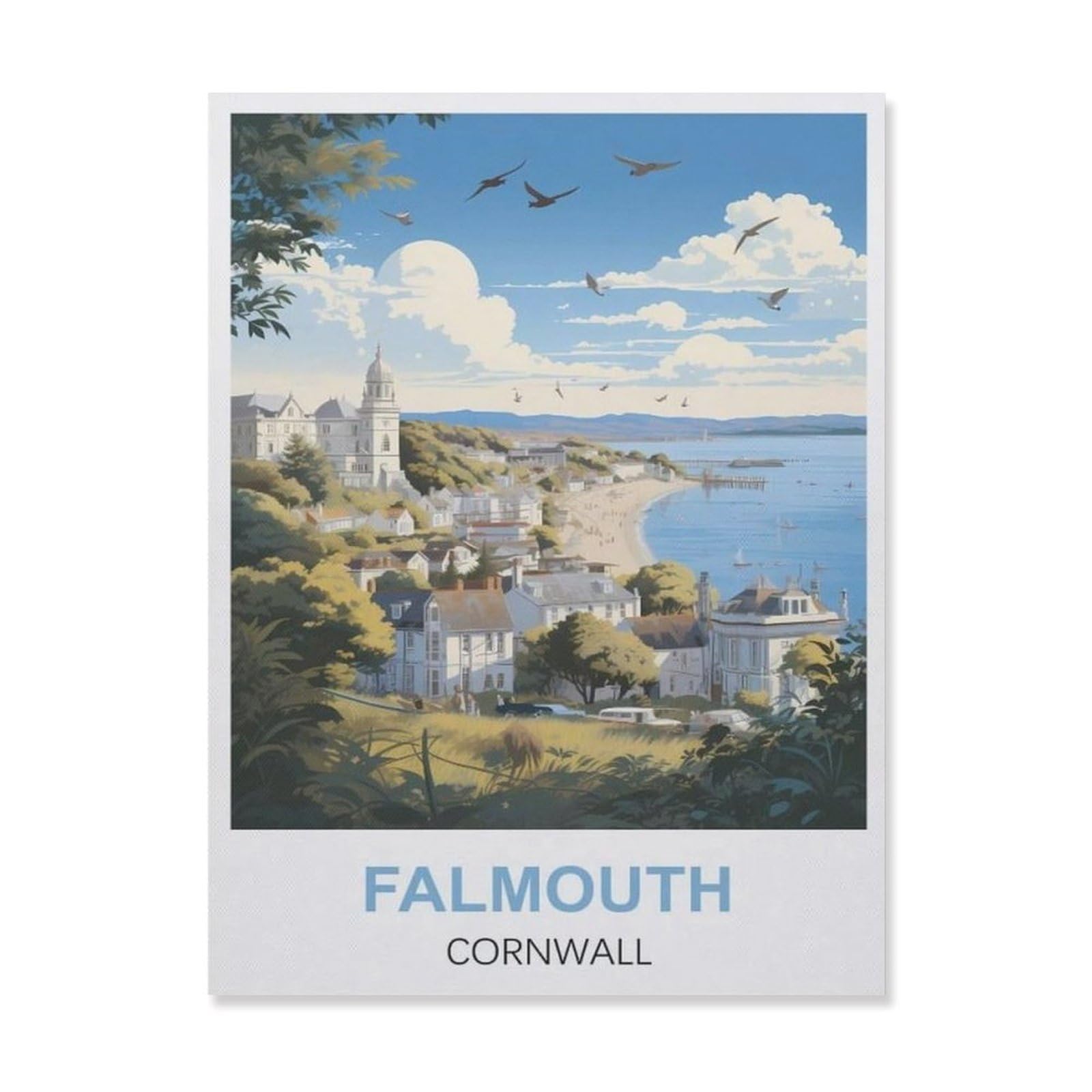 Funny Bathroom Wall Decor Signs，Falmouth Cornwall(15x30cm）