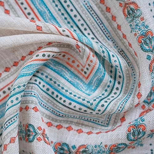 Image of MYSKY HOME Living Room Curtains 84 inch Long 2 Panels Set Boho Semi Sheer Faux Linen Farmhouse Damask Window Drapes for Bedroom Dining Room Patio, 50 inch x 84 inch, Teal, 2 Panels
