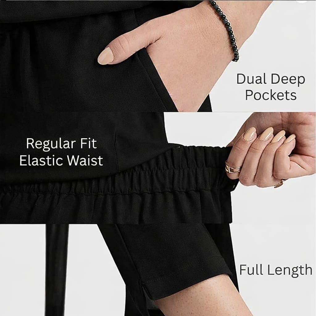 DIGITAL SHOPEE Trouser Cotton Pants for Woman | Straight Cigarette Pant | Regular Fit for Office School Formal Casual Daily Use Black L 2