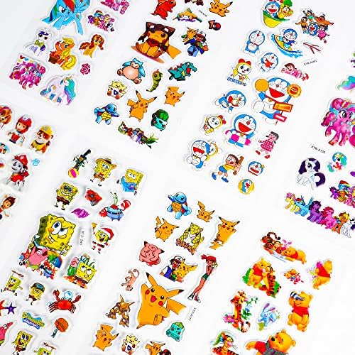 Vicloon 30 Sheets 3D Stickers for Kids Puffy Stickers, 500+ Children Stickers for Rewarding Gifts Scrapbooking Including League of Legends, Cartoon Animal, Princess, Cartoon, Transportation
